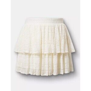 Torrid Whispering White Stretch Lace Two Tiered Ruffle Skirt Size 3 22/24 NWT